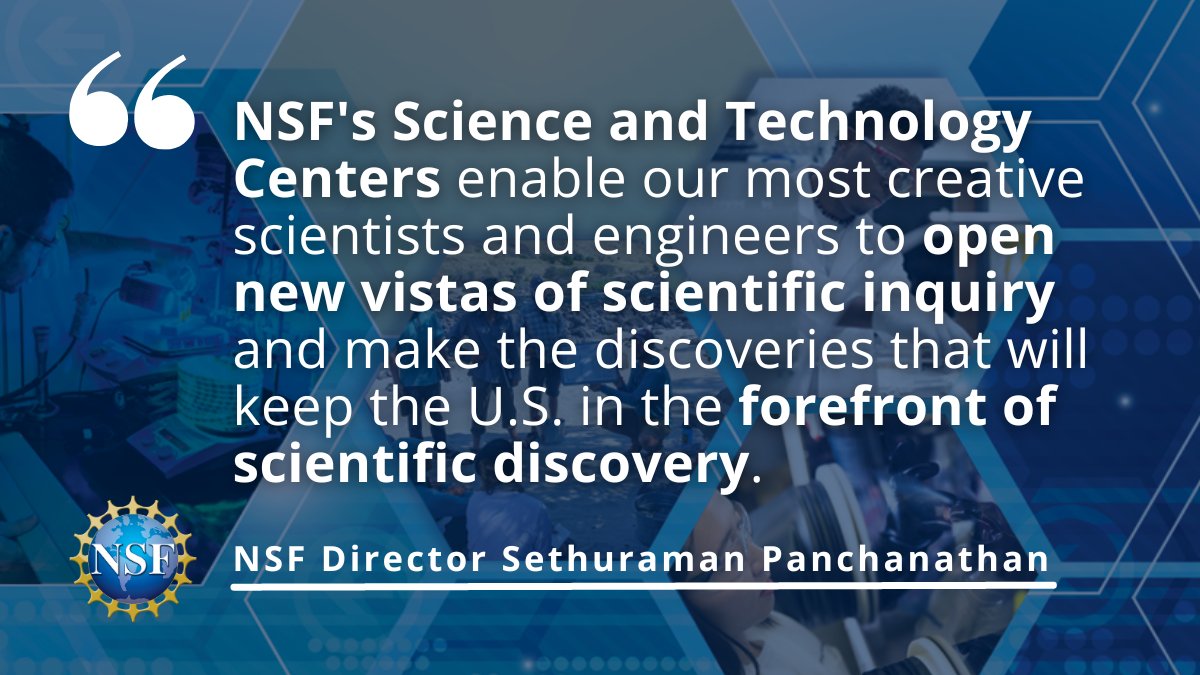 📢 @NSF announces $120M in funding to create 4 new Science & Technology Centers (STC)! ★STC for Quantitative Cell Biology ★New Frontiers of Sound STC ★Center for Complex Particle Systems ★Center for Braiding Indigenous Knowledges & Science ➡ bit.ly/3P6M5qE