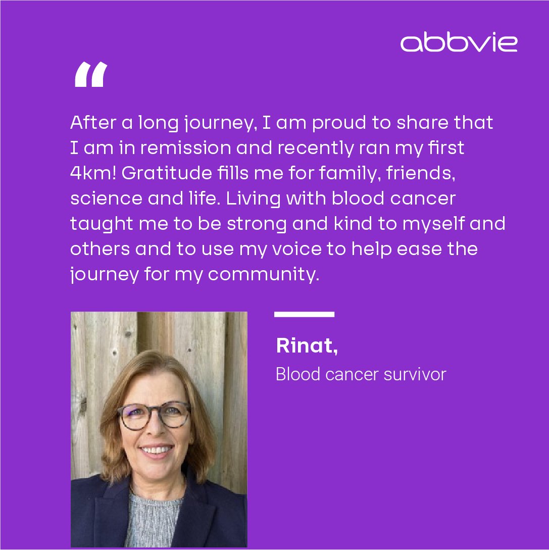 abbviecanada's tweet photo. This #BloodCancerAwarenessMonth, let’s honour survivors and countless others whose stories inspire us. Together, we can make an impact and #FightBloodCancer @LLSCanada https://t.co/cZw42be7oh