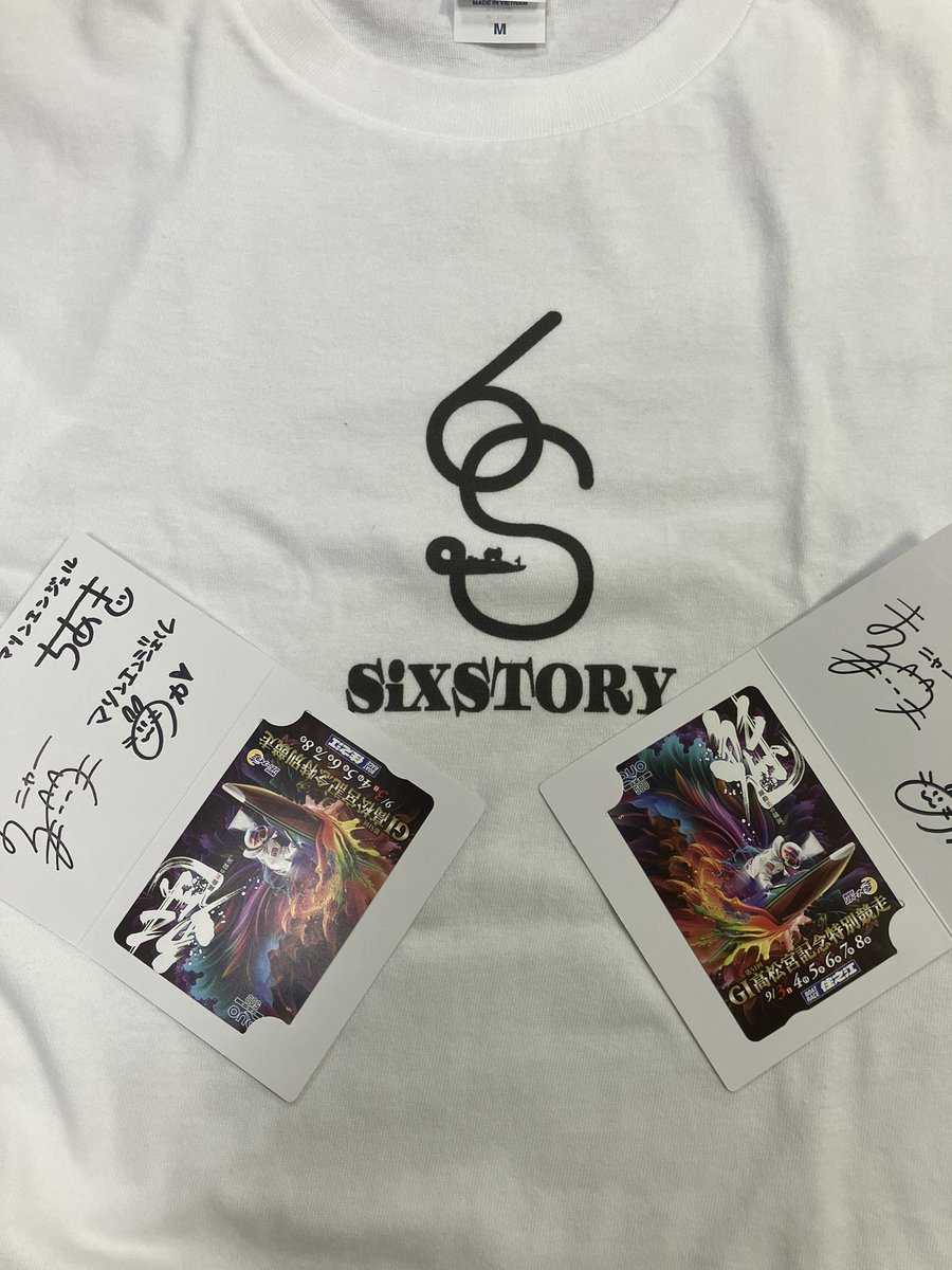ibara321's tweet photo. コラボ第一弾
プレゼント企画🎁

猫丸＆bts井原マリンエンジェル
メッセージ入りQUOカード
　　　　＆
SiXSTORYオリジナルＴシャツ
　　（Ｌサイズ)
@SiXSTORY2021 
@nekomaru_7gote 
@bts_ibara 
3つのアカウントを
フォロー＆リツイートで応募

合計６名様へプレゼント

〆切は9/18 https://t.co/wE0IvXsF7a