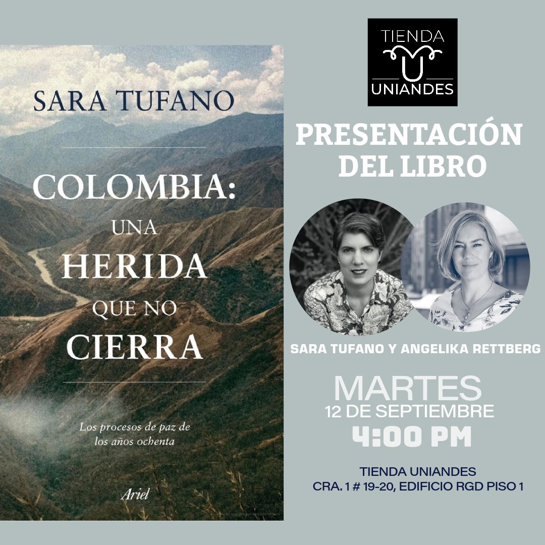 Sara Tufano 🇵🇸 (@saratufanoz) on Twitter photo Muy contenta de poder conversar sobre género, conflicto y paz con la profesora <a href="/rettberg_a/">Angelika Rettberg</a> el próximo martes a las 4pm en la #TiendaUniandes. Sin duda ella es una de las mayores expertas en construcción de paz en el país. ¡Nos vemos el martes a las 4pm! 💜🕊️ Muy contenta de poder conversar sobre género, conflicto y paz con la profesora <a href="/rettberg_a/">Angelika Rettberg</a> el próximo martes a las 4pm en la #TiendaUniandes. Sin duda ella es una de las mayores expertas en construcción de paz en el país. ¡Nos vemos el martes a las 4pm! 💜🕊️