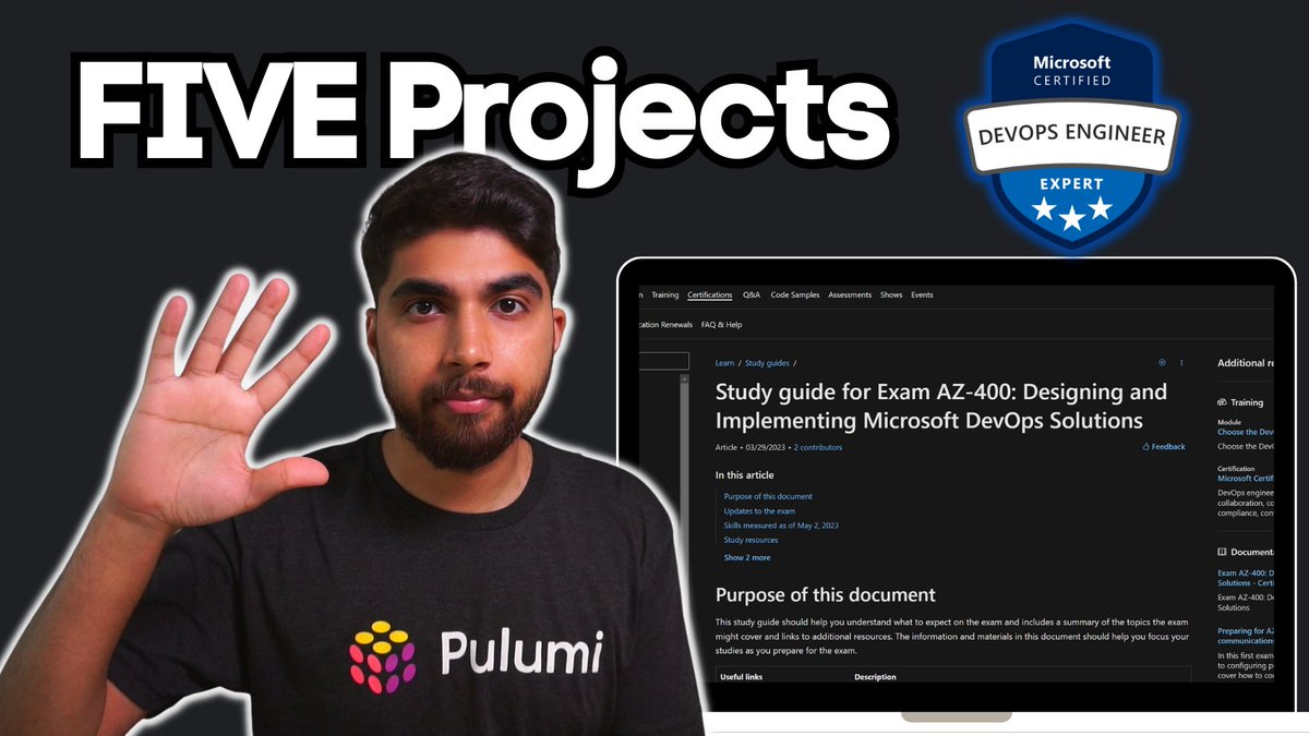rishabincloud's tweet image. Here are 5 projects for you, if you are looking for hands-on practice for the AZ-400 Azure DevOps Engineer Expert exam

youtu.be/Ej5NqFApUmc