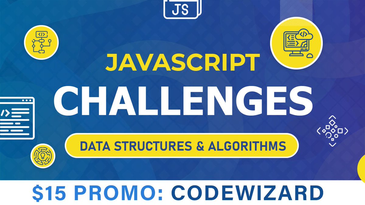 New Course Alert 🚨

70+ JS Challenges: Data Structures &amp; Algorithms

Sharpen your skills! Learn about iteration, recursion, complexity, data structures, traversal, sorting algorithms and much more.

traversymedia.com/javascript-cha…
$15 Promo - CODEWIZARD

UDEMY:
udemy.com/course/javascr…