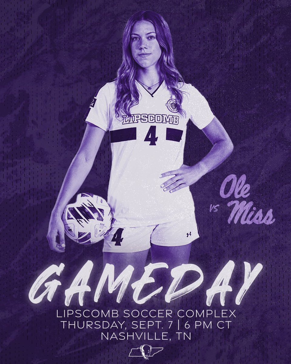 LipscombWSOC's tweet photo. It's 𝐆𝐀𝐌𝐄𝐃𝐀𝐘 in the 6⃣1⃣5⃣‼️ Time to bring those good vibes Bison Nation 😎 

All the info for today's match 👇
🆚 Ole Miss
📍 Nashville, TN
🏟️ Lipscomb Soccer Complex
⏰ 6:00 PM CT
📊 https://t.co/uGb1ycnRsL
📺 https://t.co/2IOhdxuj1I

#IntoTheStorm ⛈️ | #HornsUp🤘 https://t.co/aY70AtW5YE