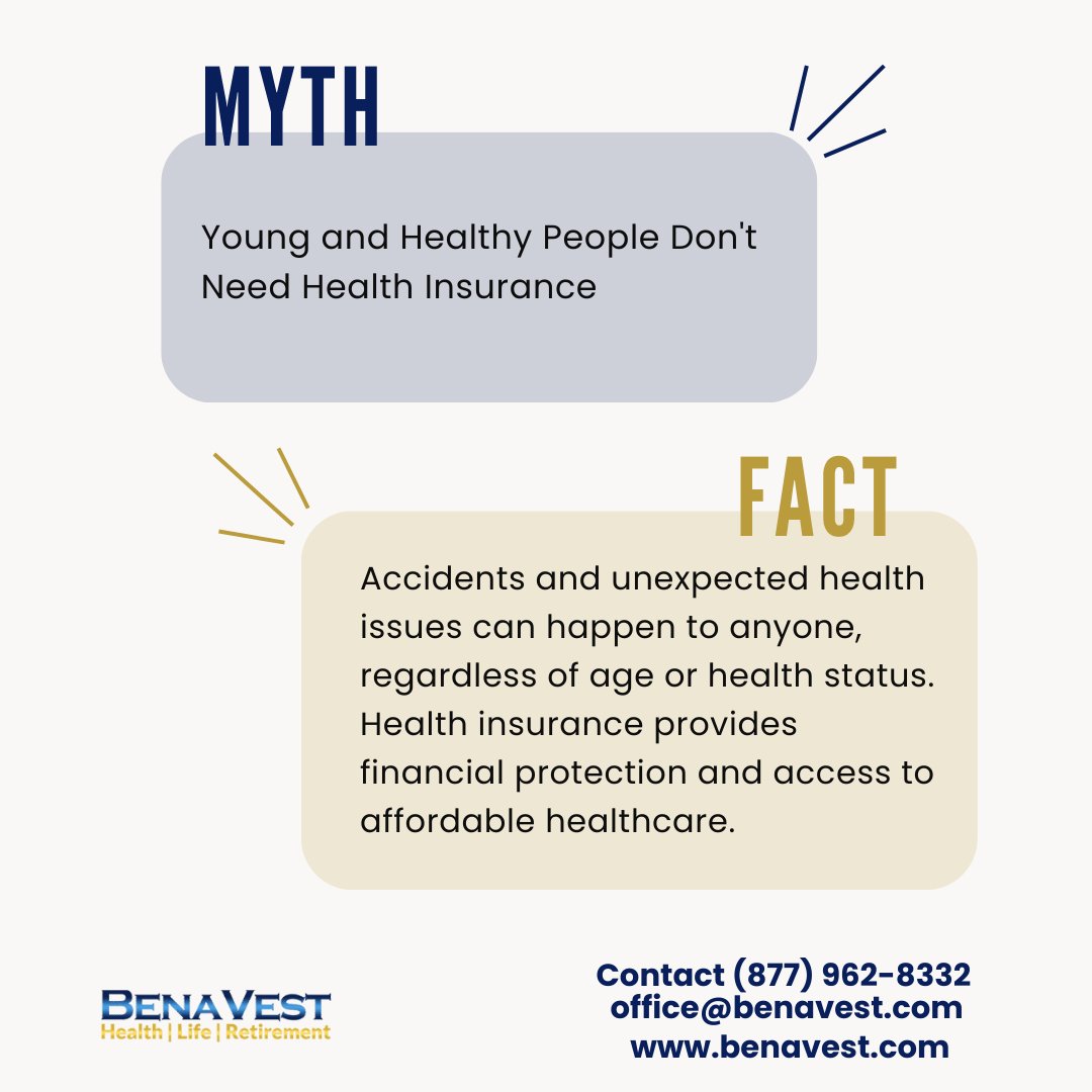 BenaVestIns's tweet image. Think you're too young and healthy for health insurance? 🤔 Think again! Accidents 🚗 and unexpected health issues 🤒 don't discriminate by age. Secure your peace of mind and wallet  by investing in health insurance today. 💰 
 #healthinsurancematters 
#healthinsuranceflorida