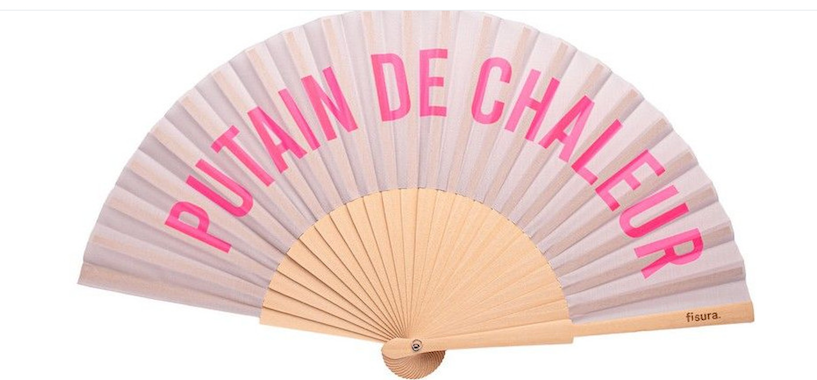 trouveperdu's tweet photo. Éventail en bois/tissu beige rose et blanc: Éventail en bois beige, en tissu rose clair et blanc cassé, sur lequel, une fois déplié, il y a écrit en rose sur fond blanc « PUTAIN DE CHALEUR », acheté à Bordeaux, durant les vacances… Aidez ! Partagez ! https://t.co/F8D3MUJphk https://t.co/gKw8D3EABV