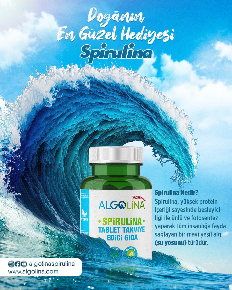 AlgolinaTR's tweet photo. Doğanın en güzel hediyesi Spirulina...

#spirulinaoriginal #spirulina #spirulinatozu #spirulinatablet #takviyeedicigıda #protein https://t.co/J2uC0lukdW