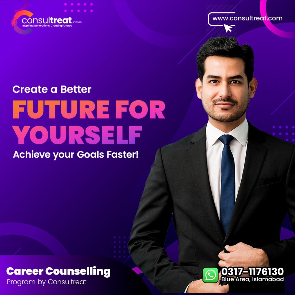 consultreat's tweet photo. Create a better future for yourself! Unlock your potential, Discover your passion and develop your skills.

Book a Career Counselling Session with our expert today!

Visit our website: https://t.co/pGlb8VtDFU

🏷️ #careergrowth #careercounselling #studyabroad #careeradvice https://t.co/R8yjJ3Gmrf