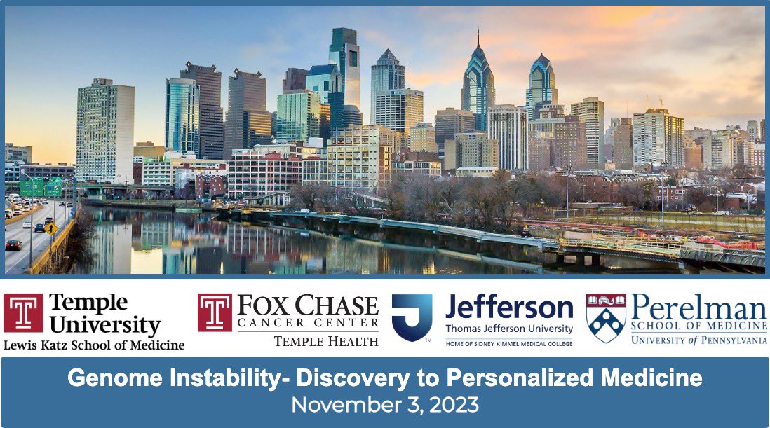 Please RT! The 2nd ‘Genome Instability: Discovery to Personalized Medicine’ meeting in #Philadelphia is on Nov 3rd! Focusing on #DNArepair topics it spans basic research to drug development to clinical trials. Abstracts due Sept 15th! See link to register! noncredit.temple.edu/genomeconferen…