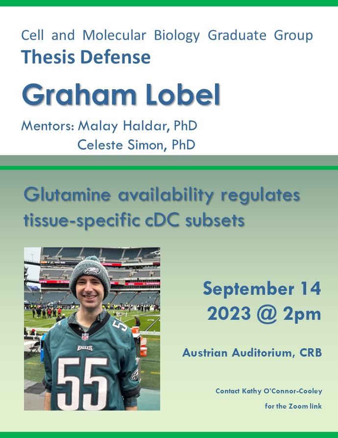 Graham Lobel from the Haldar/Simon labs defends tomorrow!