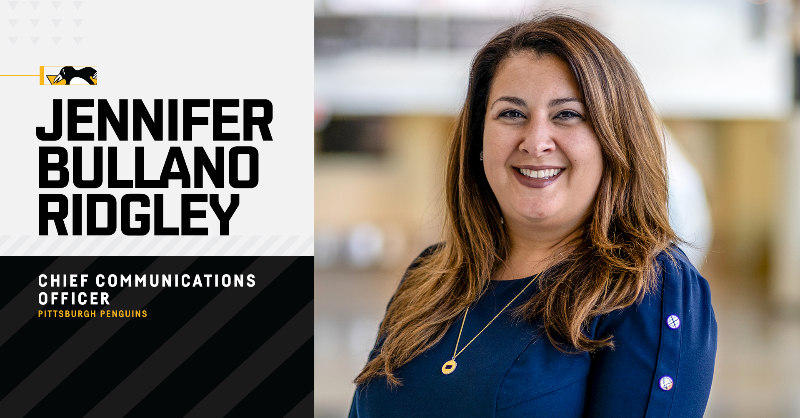penguins's tweet photo. The Penguins have promoted Jennifer Bullano Ridgley to Chief Communications Officer.

Bullano Ridgley, who is entering her 18th season with the Penguins, will have an expanded role that includes full-scale communications strategies in both business and hockey operations.
