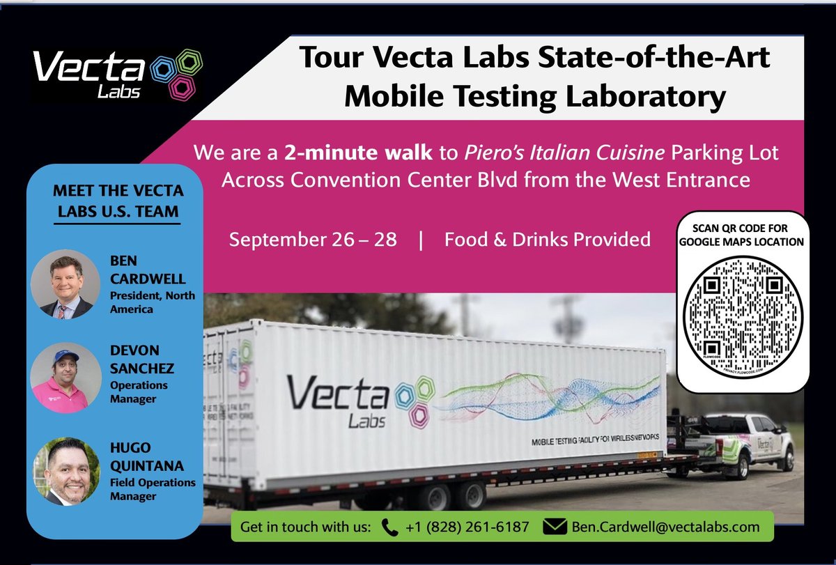 Have you ever been inside a #mobile testing lab? Now is your chance to see how #testing is done and hear from our team of experts. Come see us in #LasVegas Sept 26-28 across from the LV Convention Center West Entrance.
#MWC23 #5G <a href="/BenCardwellNC/">Ben Cardwell</a> <a href="/kriskoz/">Kris Kozamchak</a>