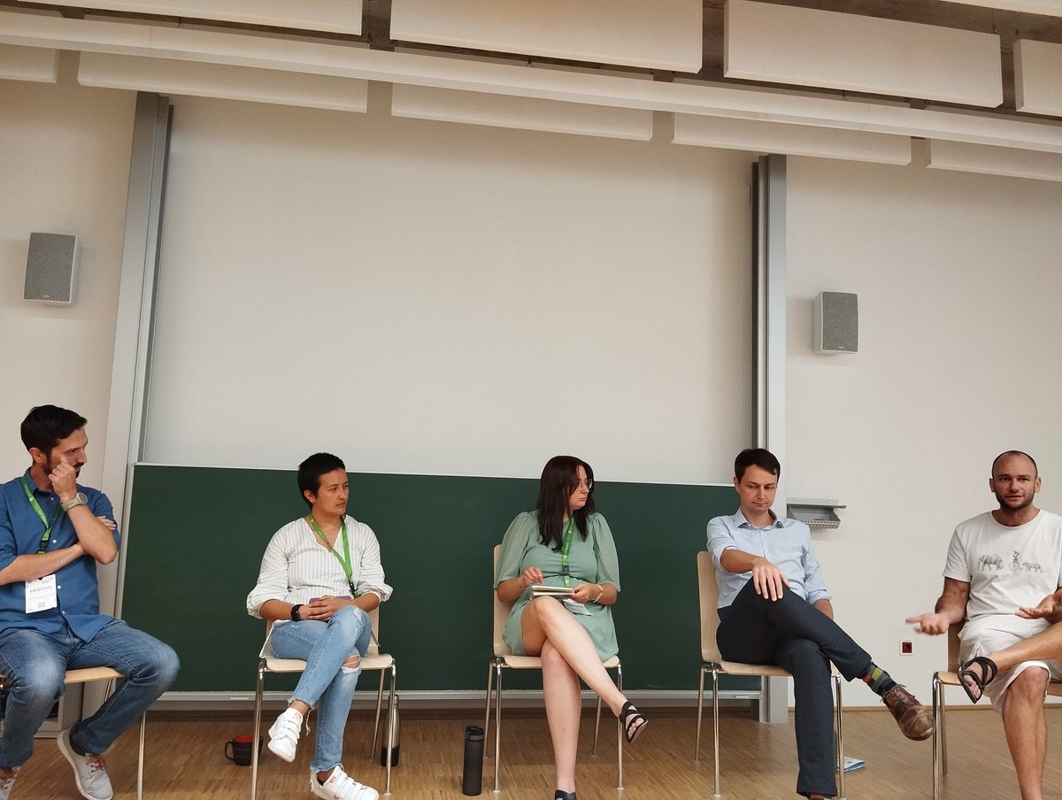 Nicolas_Domke's tweet photo. #Youth Session during the #EBSF2023 with Giacomo Maria Rinaldi @Unibo, Román Brenne @EU_Commission, Bernhard Kastner @BOKUvienna, Carolina Huertas &amp; Kristina Juchem @IAAS_World, discussing about challenges, gaps and skills needed for #bioeconomy implementation cc @EBU_alliance https://t.co/MeKbeSuGyC