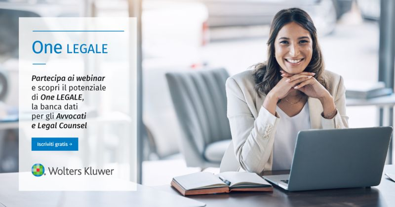 Vuoi sapere come rendere più semplice e veloce l’assistenza in materia legale? 
Iscriviti Gratis al Webinar della durata di 20' e scopri #OneLEGALE info.wolterskluwer.com/OneLEGALE-Webi…