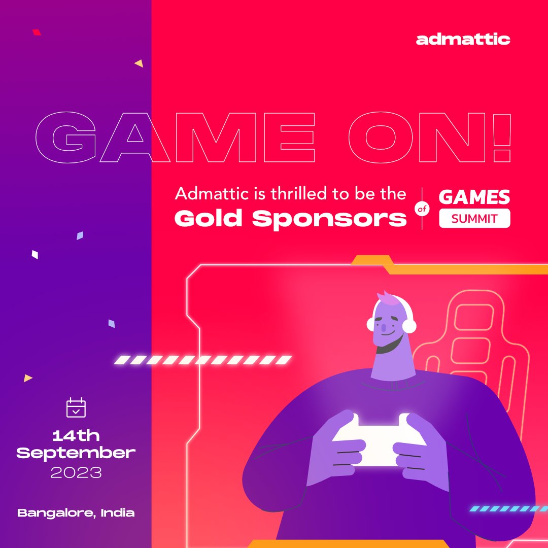 admattic's tweet image. We are delighted to be the Gold Sponsors for Games Summit 2023(HIT Games Conference).
Let&apos;s connect and venture into new horizons, exchange revolutionary ideas, &amp;amp; collaboratively shape the gaming landscape on 14th September🌟🎮
#GamesSummit2023 #GoldSponsor #Advertising #Admattic