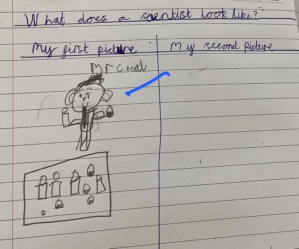 One of our lovely TAs sent me this today from a Y3 pupil. It’s absolutely made my week! I’m sure once this pupil has realised that I’m not a very good scientist his second drawing will be different…😂#rgsgd #yeahscience #CollabUAE
