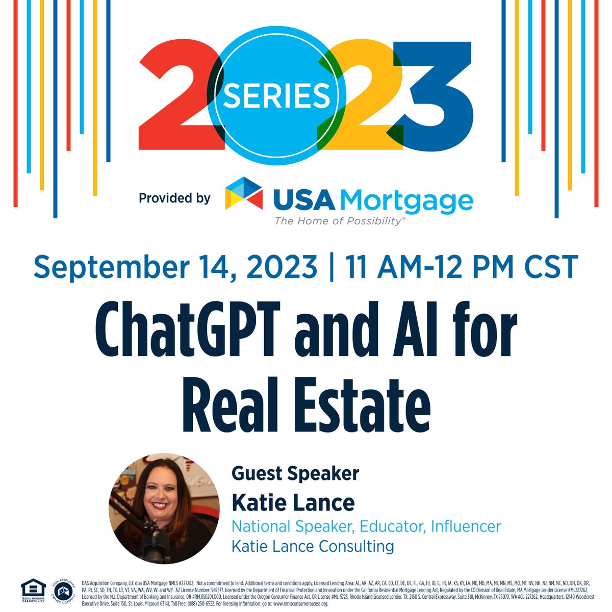 USAMortgageHQ's tweet photo. Join our team and Katie Lance NEXT Thursday to discover how ChatGPT can take your #RealEstate business to the next level 💻👏

Registration Here: https://t.co/nTowOIeWs4 https://t.co/K4f49hjAZI