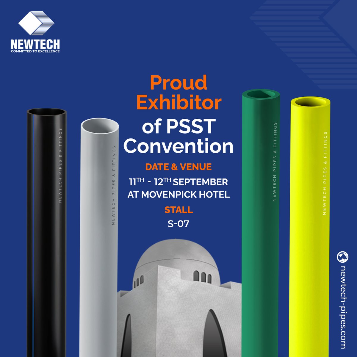 newtech_pipes's tweet photo. 🌟 Exciting News: NewTech Industries Exhibiting at the 55th PSST Convention! 🌟

📆 Date: 11th and 12th September 2023
🏨 Venue: Movenpick Hotel, Karachi, Pakistan
See you all there!
#NewtechGoestoKarachi #KarachiNeedsNewtech #PSSTConvention #NewtechPipes https://t.co/m9qeARkqqs