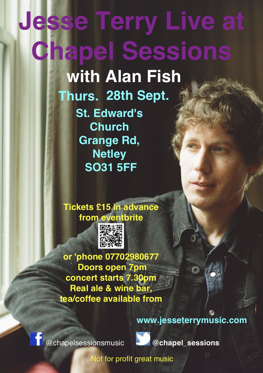 Who’s joining us <a href="/chapel_sessions/">Chapel Sessions</a> St Edward’s Church, Netley Southampton 28th September for the welcome return from US singer songwriter <a href="/jesseterrymusic/">Jesse Terry</a> Tix £15 eventbrite.co.uk/e/jesse-terry-…
