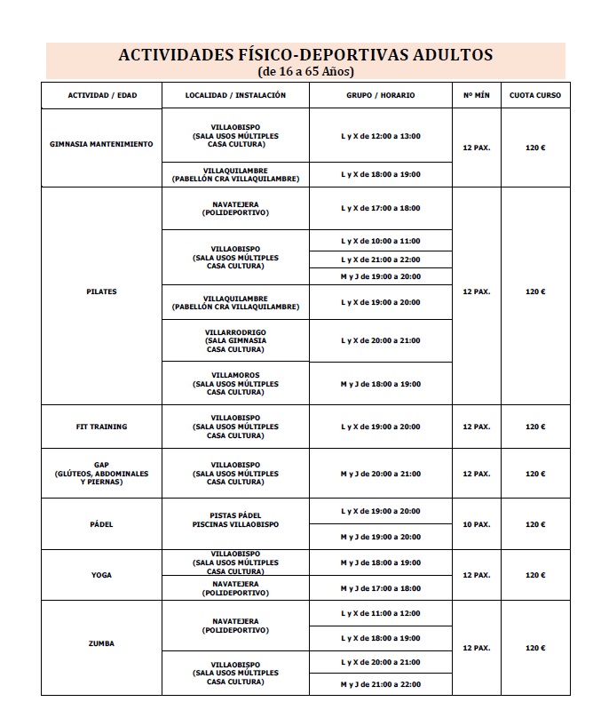 deportesvq's tweet photo. Aquí os dejamos la Oferta de Actividades Físico-Deportivas, Extraescolares y Escuelas Deportivas para la temporada 2023-24
INSCRIPCIONES a partir del 18/09/23 a las 9:00
ONLINE https://t.co/GFMsp2Jy2Z
PRESENCIALES EN POLIDEPORTIVO NAVATEJERA
#deportesvq #vqdxt #villaquilambre https://t.co/8zORiTKp0S