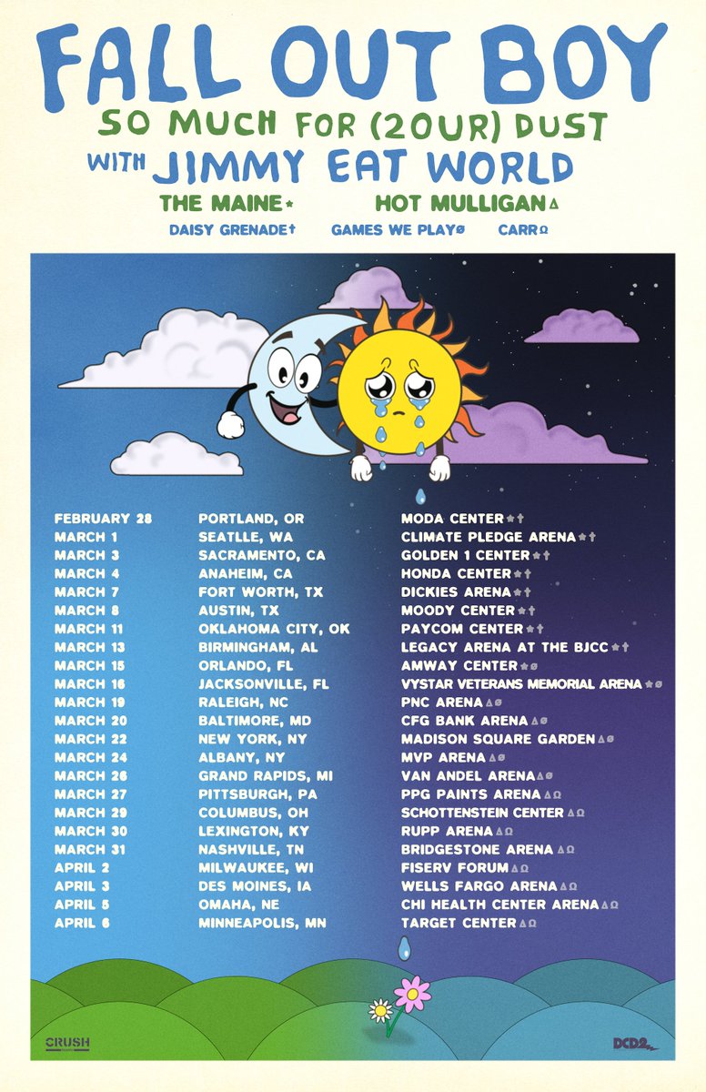 falloutboy's tweet image. So Much For (2our) Dust mailing list pre-sale starts next wednesday, 9/13 at 10am local. code will be sent around 7pm ET on 9/12 so sign up before then: falloutboy.com/tour

general on sale is Fri, 9/15 at 10am local.