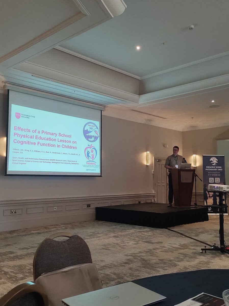 PWP2025's tweet photo. Team Nottingham up again! @LukeMGilbert from @NTUSportScience presenting "Effects of a Primary School PE Lesson on Cognitive Function in Children." #PWP2023 https://t.co/jzWXBKr1zN