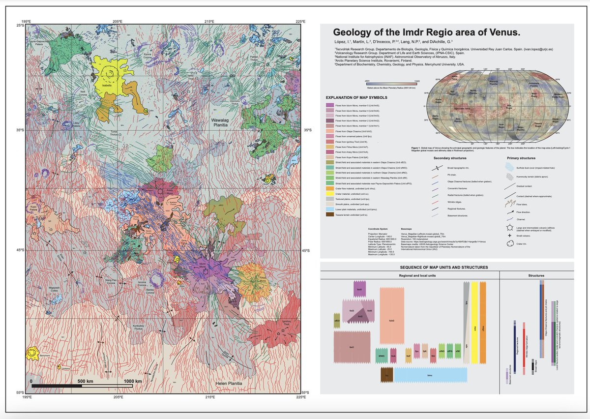 "Geology of the Imdr Regio area of Venus" by Iván López, Lucía Martín, <a href="/piero_dincecco/">Piero D'Incecco</a>, Nicholas P. Lang, and Gaetano Di Achille.

Full open access article here: doi.org/10.1080/174456…