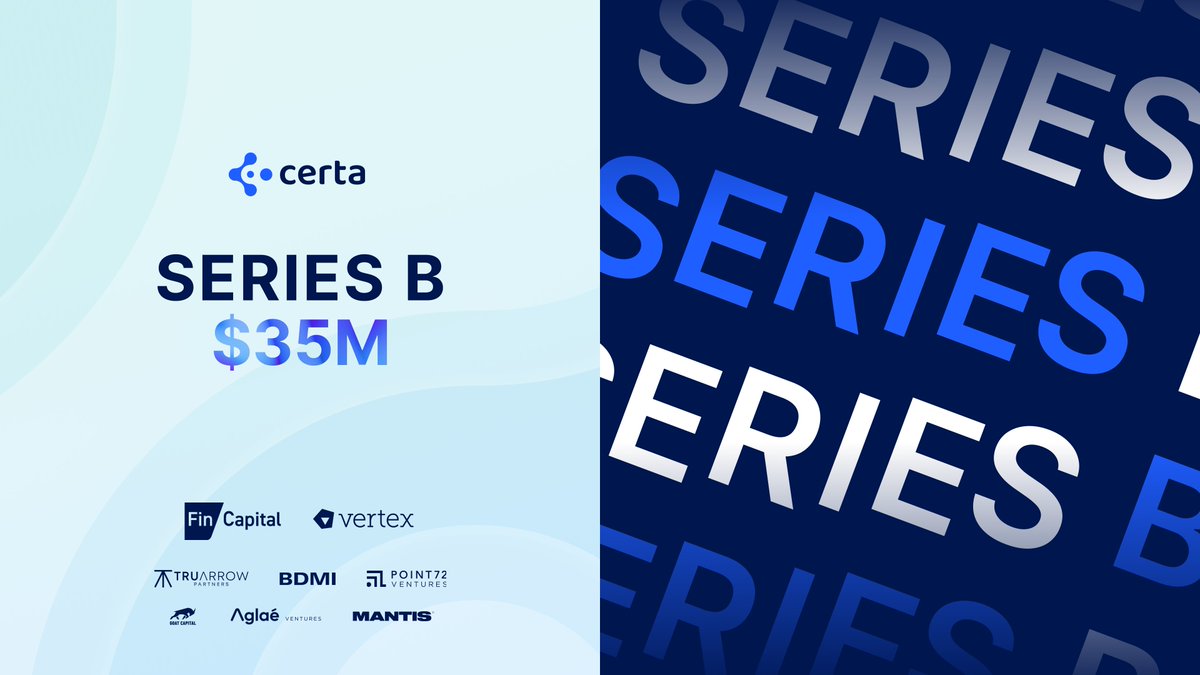 Certa (getcerta.com) (@certa) on Twitter photo 🎉 EXCITING NEWS: We’ve raised $35M in #SeriesB funding, thanks to our lead investors @FinVentureCap and <a href="/vertexventures/">Vertex Ventures</a> SEAI! A heartfelt thank you to our steadfast community of clients and partners. Together, we're redefining third party management 🚀hubs.ly/Q021rGz-0 🎉 EXCITING NEWS: We’ve raised $35M in #SeriesB funding, thanks to our lead investors @FinVentureCap and <a href="/vertexventures/">Vertex Ventures</a> SEAI! A heartfelt thank you to our steadfast community of clients and partners. Together, we're redefining third party management 🚀hubs.ly/Q021rGz-0