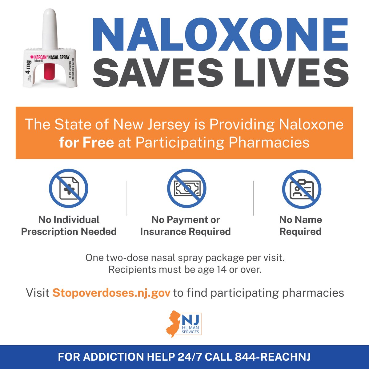🚨New Jersey is offering 𝗙𝗥𝗘𝗘 𝗡𝗔𝗟𝗢𝗫𝗢𝗡𝗘 at participating pharmacies! No prescription or name needed.
Click the link to find a pharmacy near you:
👉 StopOverdoses.nj.gov
#NaloxoneSavesLives