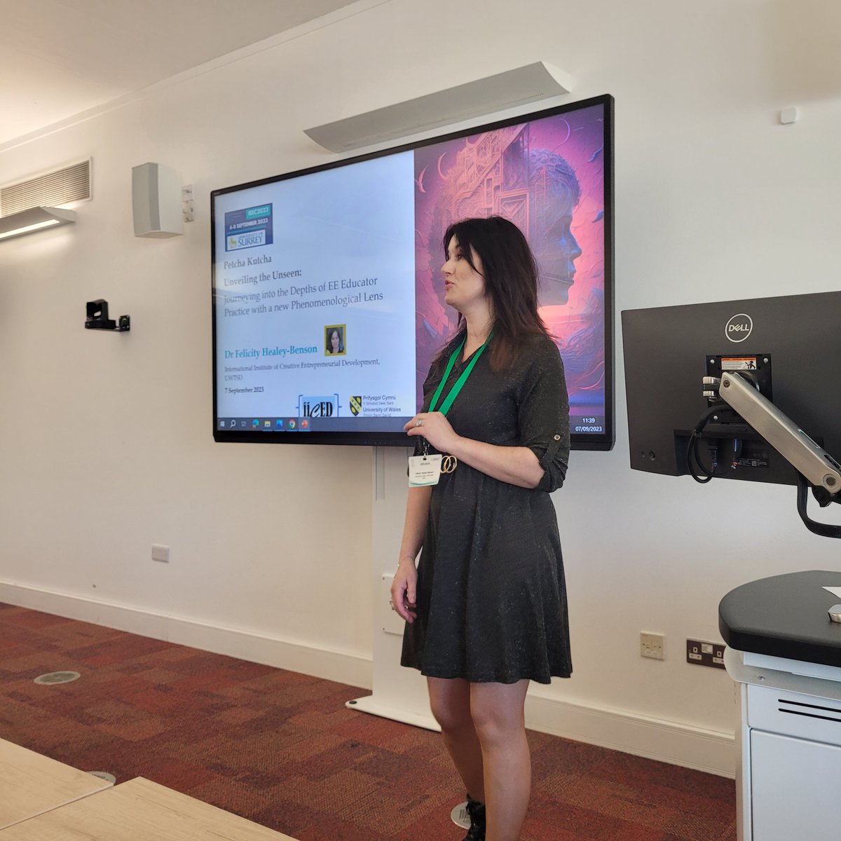 Was delighted to present my research to the Enterprise & Entrepreneurship Education track today and to share the session with @EmergentThink whose research on phenomenology in EE practice was fascinating. Lovely to meet new friends and old at #IEEC2023