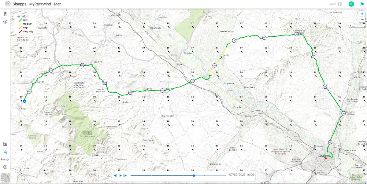 🌬️a bit of crosswind with 80 to 70km to go in stage 12 of #LaVuelta23. Headwinds after that section makes it less attractive for echelons.
check: myracewind.imdcapps.be/racewind-barom…