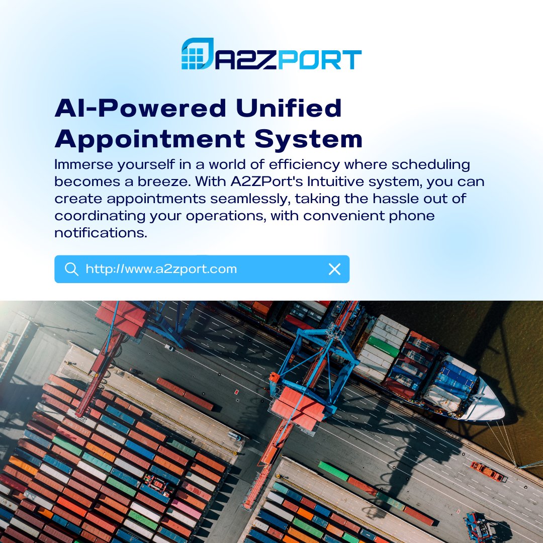 Seamless scheduling: elevate efficiency with A2ZPort's AI-powered appointment system. Everything you need in one place!

#shipping #logistics #ShippingTech #IANA2023 #AIpowered