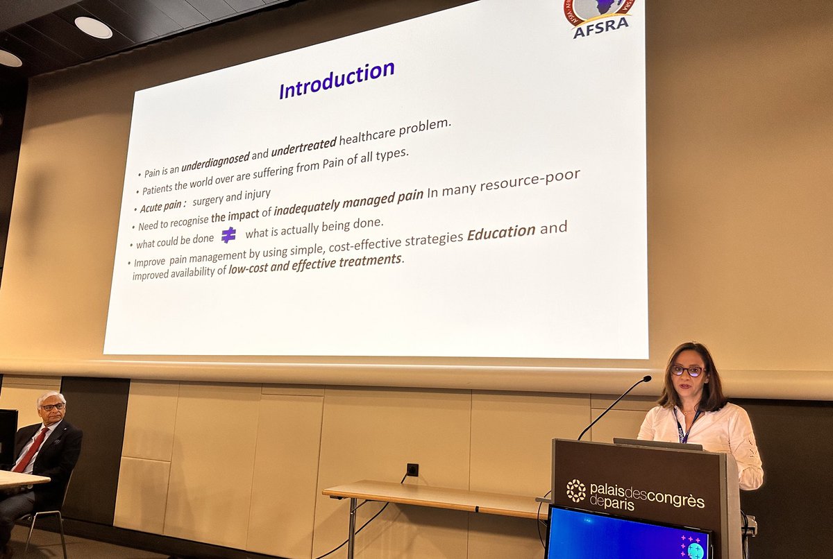 AFSRA10's tweet photo. Second day from #ESRAworld2023 with well representation of @AFSRA10 by @AfakNsiri and role of acute pain in low resource countries @ESRA_Society https://t.co/jam7umyED8