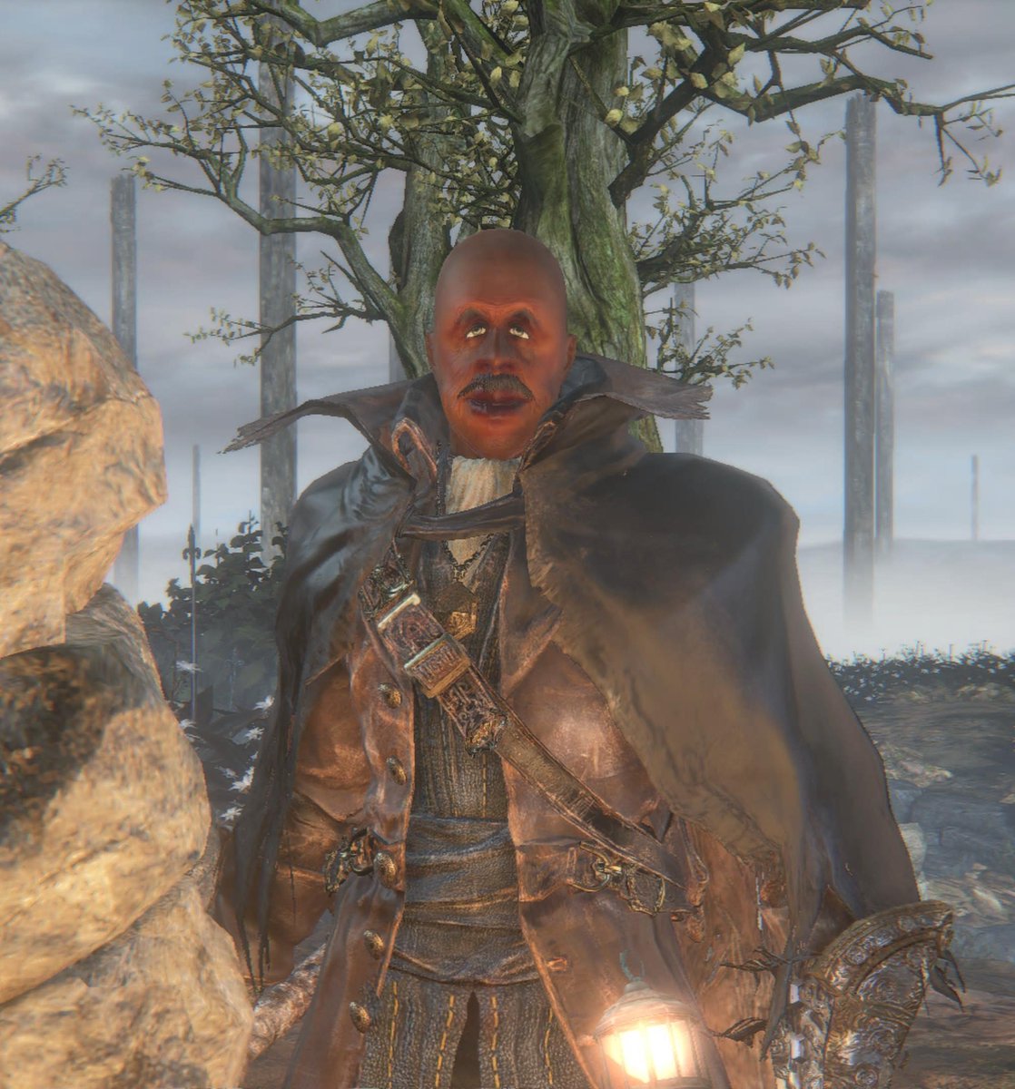 ManfleshInc's tweet photo. It's that time of the year again when a  Bloodborne character is made, to go through the darkness with my friend. This is my character this year: 
Steve, Who Stares
Inspired by the wonderful @meatcanyon https://t.co/svQVn7vmud
