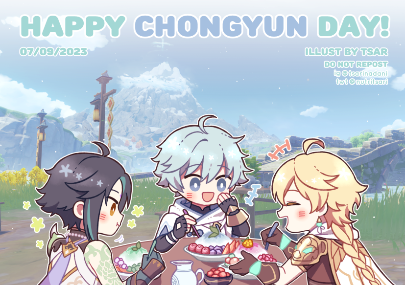 HAPPY CHONGYUN DAY! Just added bg and adjust some stuff to last year's bday art to match the others heh heh check out last year's post for a short thread of their day together~