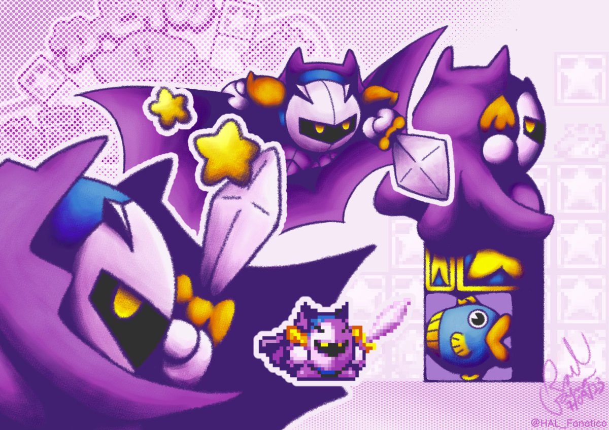 🦇💜 Bat-ears Meta Knight 💜🦇

In celebration of the international release of Kirby Star Stacker (SNES) on Switch Online, I made a collage of one of the best Meta Knight designs, which came out of this game lol

#MetaKnight #KirbyStarStacker #SNES #HALlaboratory #Nintendo #Kirby