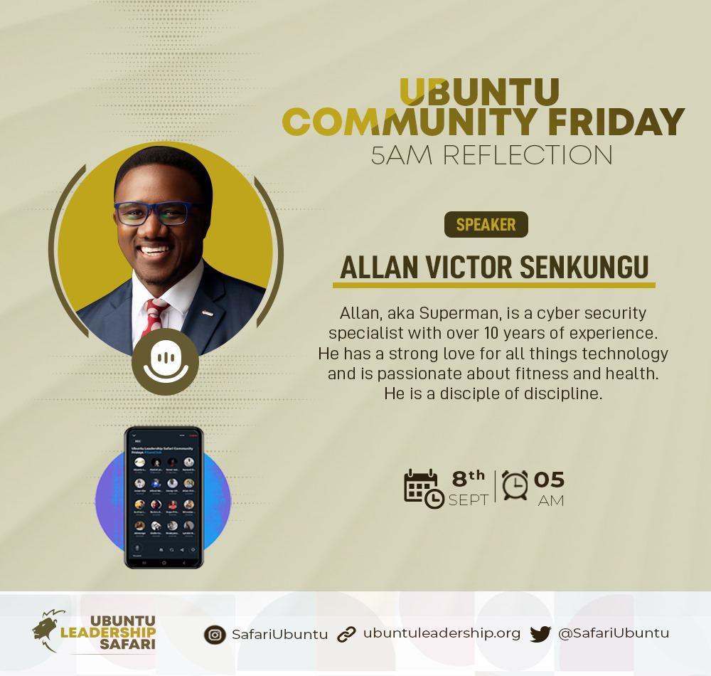 Don't miss listening to <a href="/ManOfSteel_UG/">Allan Victor Senkungu</a> story tomorrow at 5am on our Ubuntu Community Friday Session. 

He'll be sharing his experiences as a community member and how he has found support and inspiration.💫