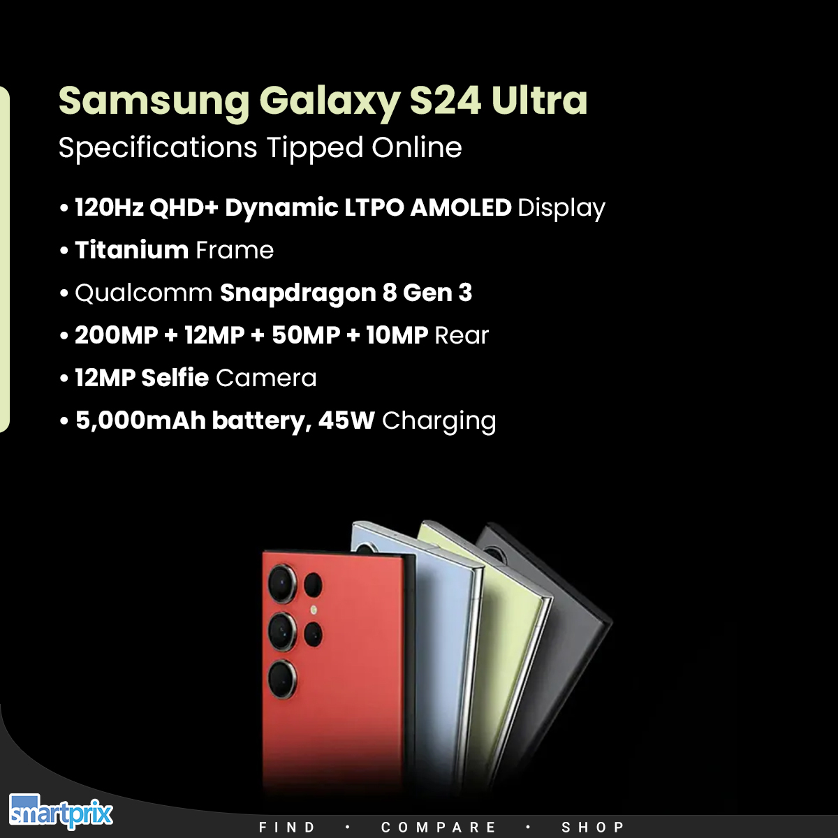 Samsung Galaxy S24 Ultra Specifications Tipped Online - Smartprix