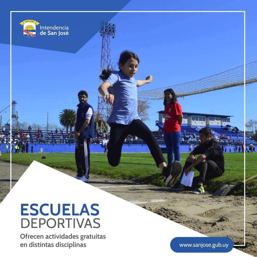 ESCUELAS DEPORTIVAS OFRECEN ACTIVIDADES GRATUITAS EN DISTINTAS DISCIPLINAS Actividades gratuitas de las escuelas deportivas de la Intendencia de San José y programas de la Secretaría Nacional del Deporte. Más información en sanjose.gub.uy/2023-08-3depor…