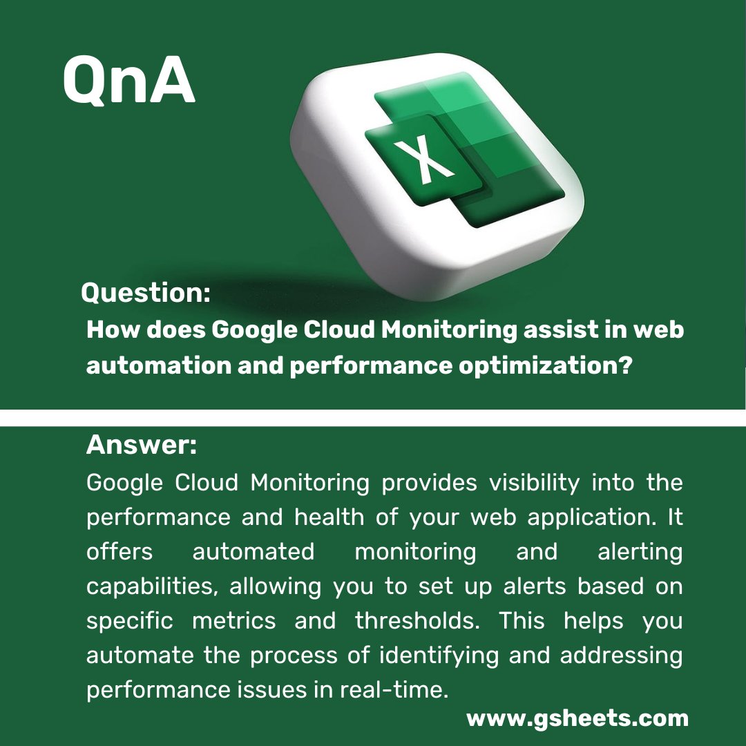 Boost Your Web Automation with Google Cloud Monitoring! 📈
Ready to rock your web automation? Join the party with Google Cloud Monitoring and level up your game! 🌟
#WebAutomation #GoogleCloudMonitoring #PerformanceBoost #GoogleSheets #python #website #QuestionsAnswers