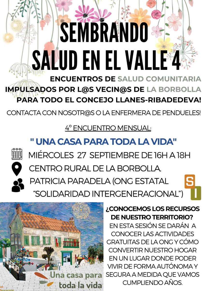 SolidaridadIn's tweet photo. 🤝 Colabora con tu comunidad en la Borbolla en el IV Encuentro de Salud Comunitaria. Descubre las actividades de nuestra ONG y aprende a vivir de forma segura en casa toda la vida. ¡Solidaridad intergeneracional!👵🏡👴
#Proximidad #SeguridadHogar #Borbolla #Llanes #Rivadedeva https://t.co/lhy4VS7wUW