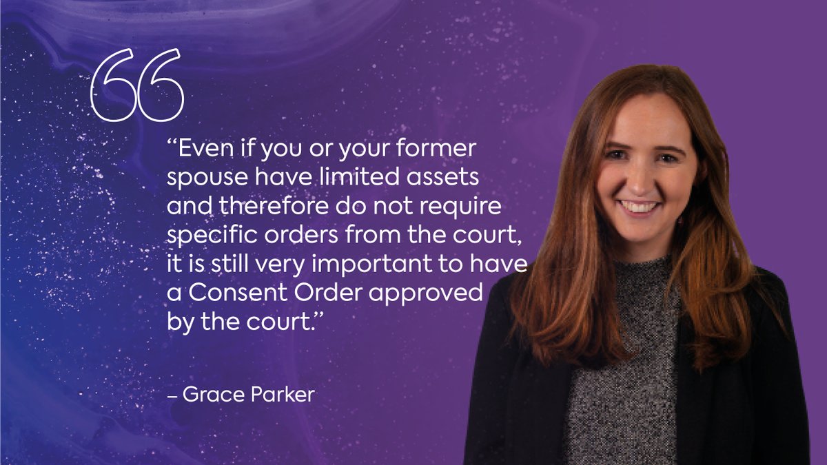 It is very important that following separation, if you have been married or in a civil partnership, any agreement that has been reached in relation to financial matters should be formalised into a document called a Consent Order.