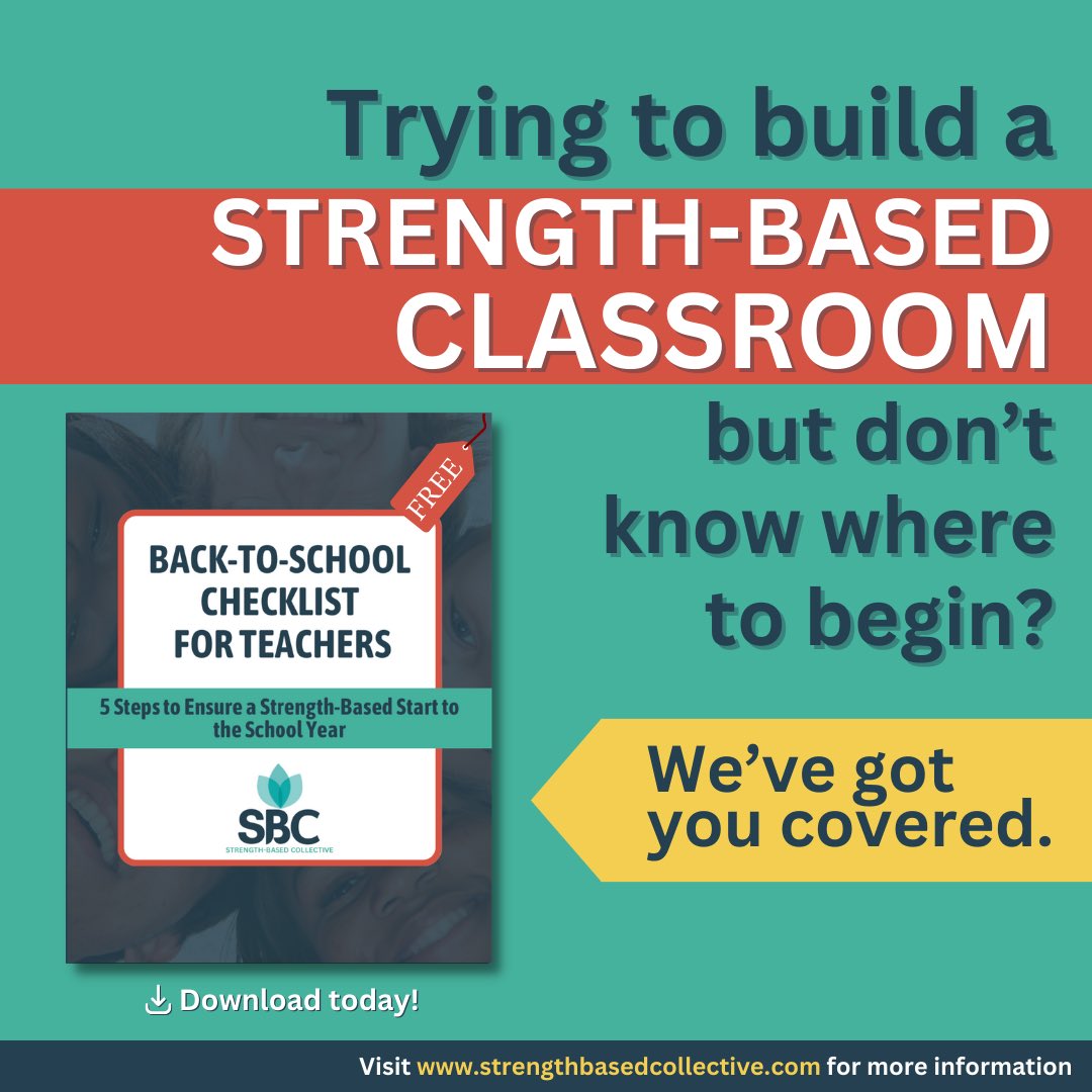 bestrengthbased's tweet photo. 📚 Kickstart your school year with our "Back-to-School Checklist for Teachers!" This 8-page guide offers 5 steps to ensure a strength-based start. Get your free copy now!
🔗 https://t.co/aK0eivFe9o
#BackToSchool #StrengthBasedEducation #TeacherLife #EdChat #TeacherResources https://t.co/dlZ7we1NNT