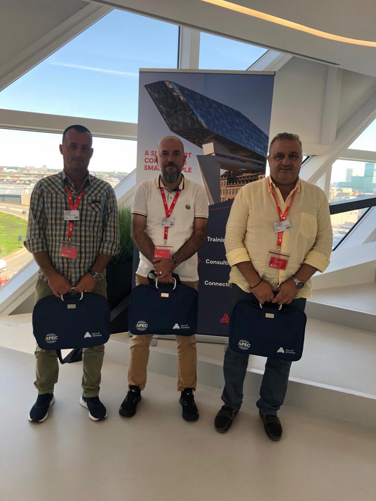 CentreCEMA's tweet photo. This week some our professionals have joined the two-week training program organized by @APEC_Training in #Antwerp🇧🇪, thanks to our collaboration between @CentreCema @DurresPort @Apec in Port of Antwerp, Belgium. 

#porttraining #portlogistics #CEMA📚⚓️📚 https://t.co/wCWQUt1K8y