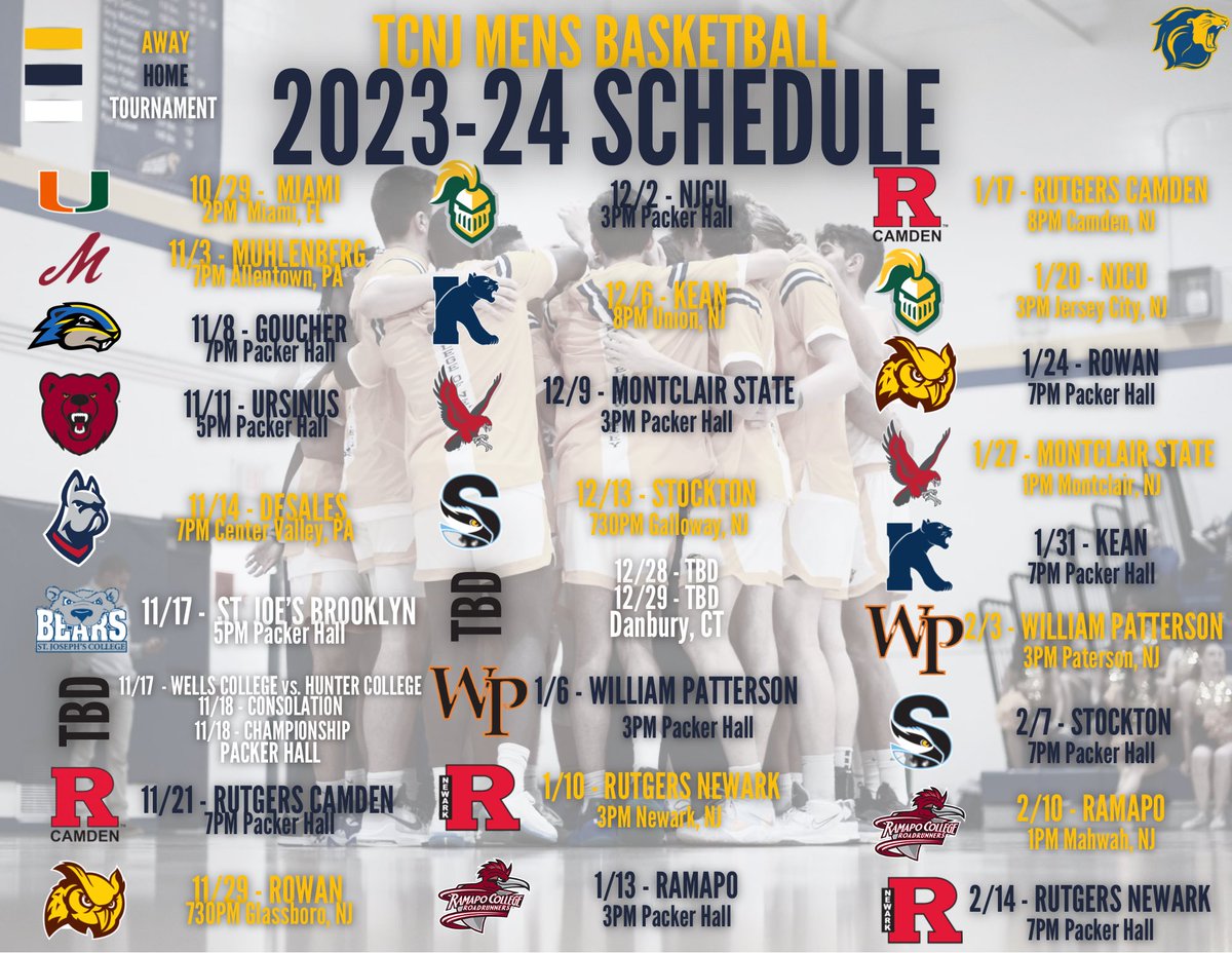 Our 2023-24 schedule is here!!! Mark your calendars! 💙💛🦁 #tcnjmbb #golions