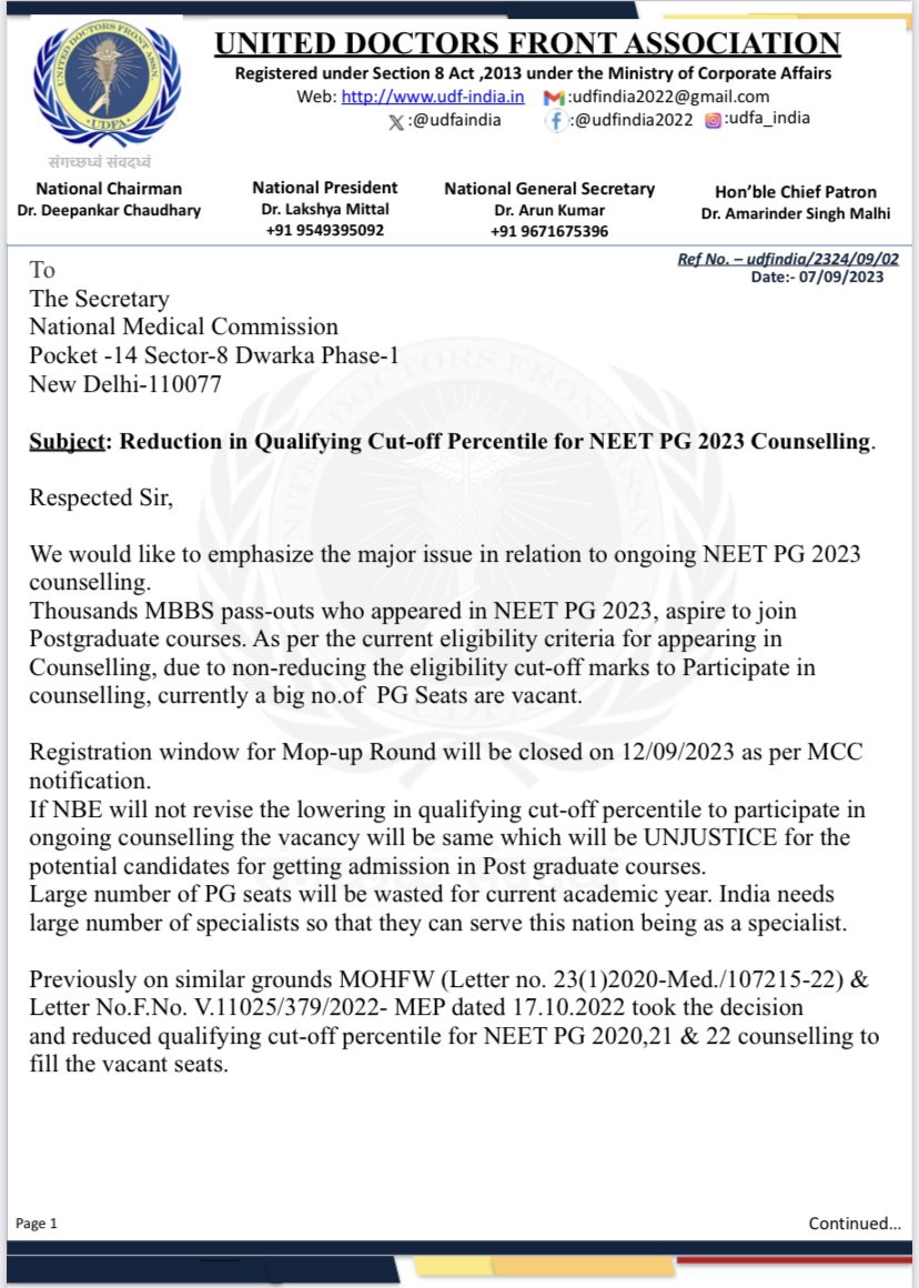 Indian__doctor's tweet photo. A big number of seats are remains vacant in #Neetpg2023,

Requesting @NMC_IND @mansukhmandviya @DghsIndia @MoHFW_INDIA to kindly please look into this matter on a serious note & release revised qualifiying criteria for #NEETPG2023 #Counselling #CUTOFF #REVISION with immediate effect. 

@ANI @ZeeNews @ABPNews @ndtvindia @