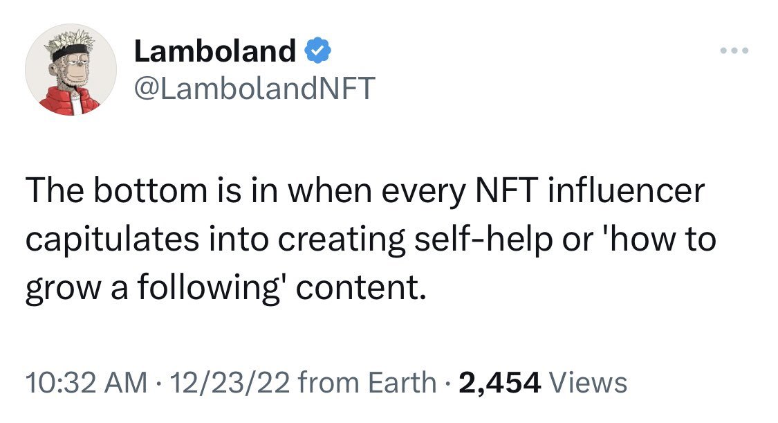 Ok I think we're at the bottom of the NFT bear market right now lmao