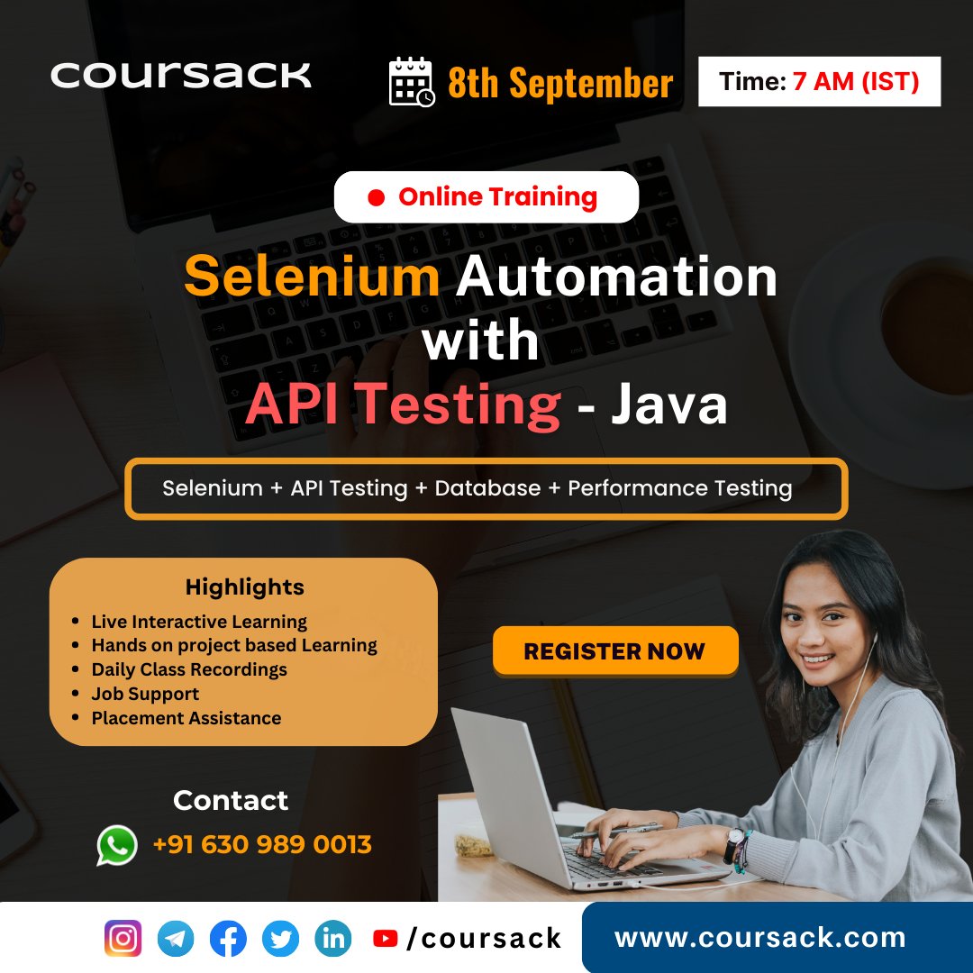 coursack's tweet photo. #selenium #automation 𝐰𝐢𝐭𝐡 #apitesting #onlinetraining.
✍️ #register 𝐨𝐧 𝐖𝐡𝐚𝐭𝐬𝐀𝐩𝐩 𝐟𝐨𝐫 𝐃𝐞𝐦𝐨 𝐂𝐥𝐚𝐬𝐬 https://t.co/NlywZBoXT8 
:
:
#coursack #seleniumtraining #webdriver #qa #h4ead #graduates #workfromhome #seleniumtraining #api #testing #java #postman #rest https://t.co/G6lcIRhHvj