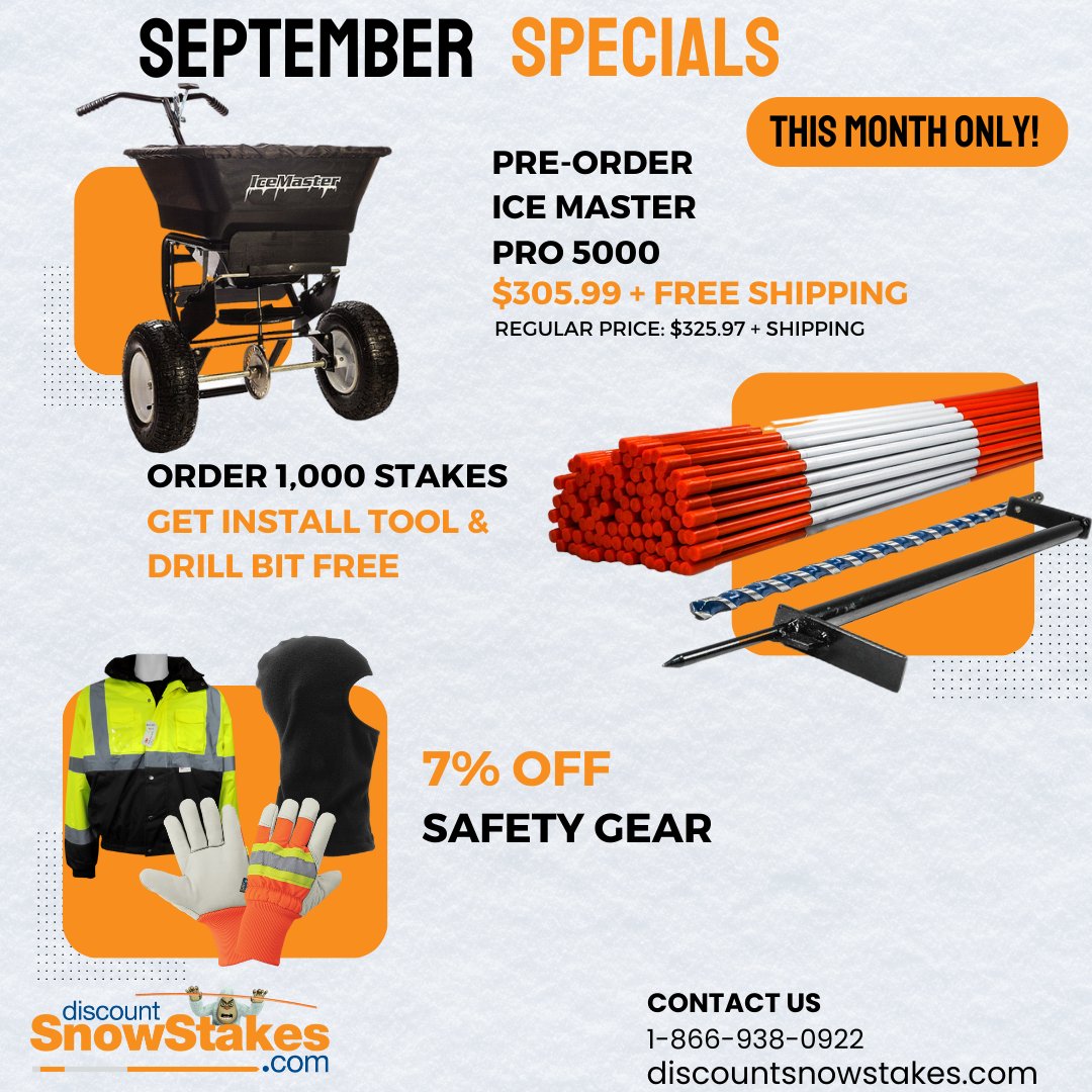 SnowStakes's tweet photo. Get your winter gear this month and save money!
#snowremoval #snowremovalservices #commercialsnowremoval #commercialsnowplowing #snow #snowplowlife #plowstakes #snow #snowplow #plow #plowtrucks #plowdriver #snowing #winter #snowstakes #discountsnowstakes #landscapercv https://t.co/JAVeeuDER9