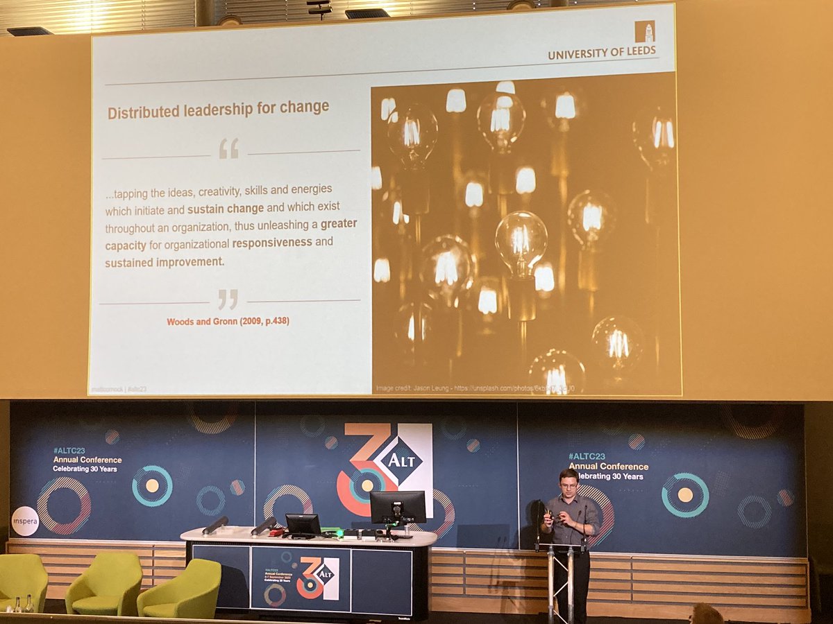 Good to hear @mattcornock talking about Distributed Leadership from the other side - the ‘central’ perspective. Complements our presentation well. #altc23