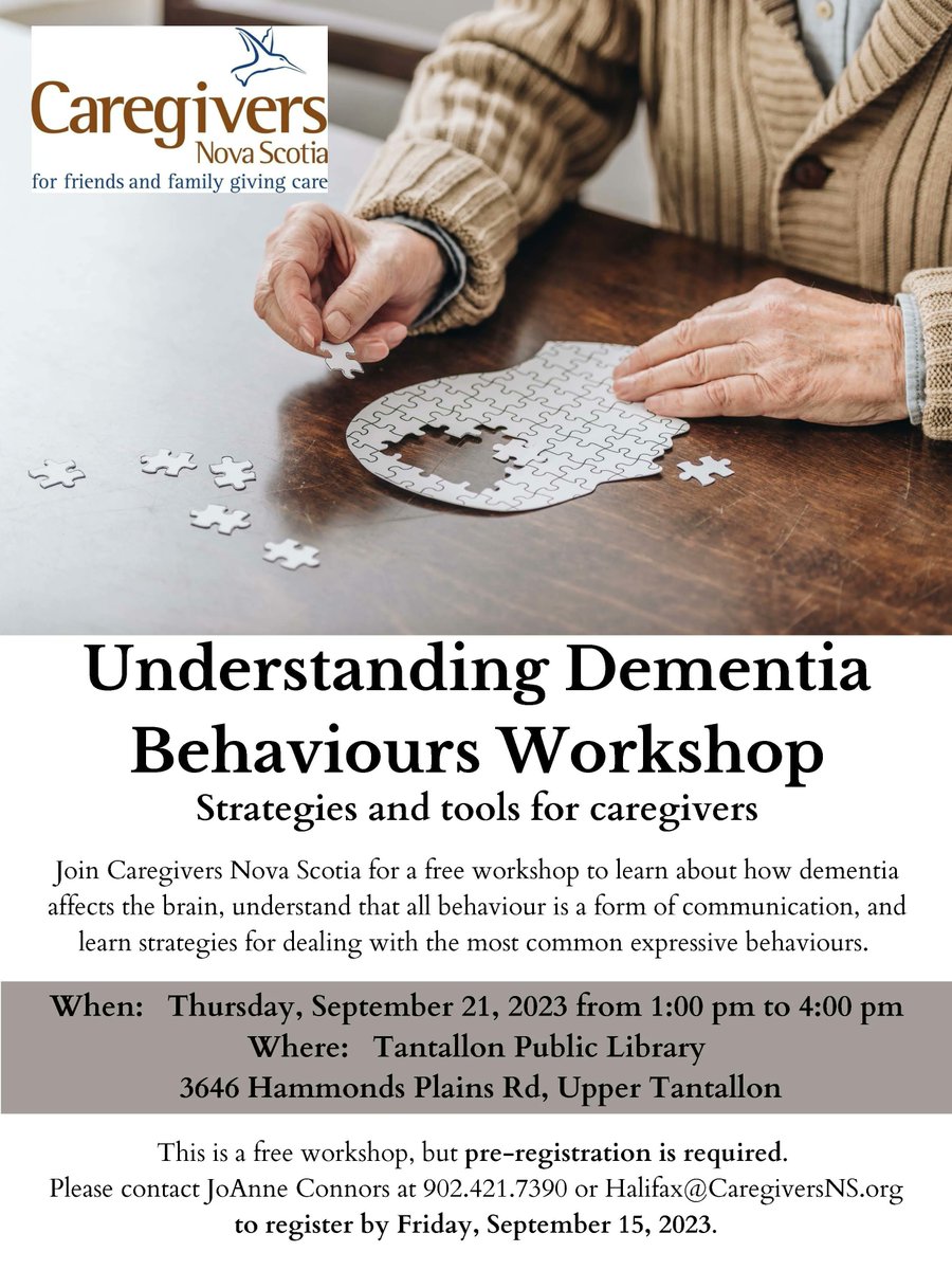 CaregiversNovaScotia (@caregiversns) on Twitter photo This workshop is just two weeks away! Have you registered yet?! Contact JoAnne at 902.421.7390 or Halifax@CaregiversNS.org to secure your spot.
#understandingdementia #dementiabehaviours #expressivebehaviours #caregiver #caregiving #dementia #workshop #freeworkshop #tantallon This workshop is just two weeks away! Have you registered yet?! Contact JoAnne at 902.421.7390 or Halifax@CaregiversNS.org to secure your spot.
#understandingdementia #dementiabehaviours #expressivebehaviours #caregiver #caregiving #dementia #workshop #freeworkshop #tantallon